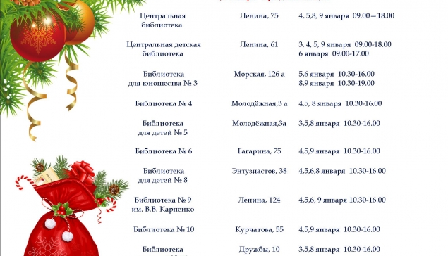 График работы библиотек Волгодонска в праздничные дни